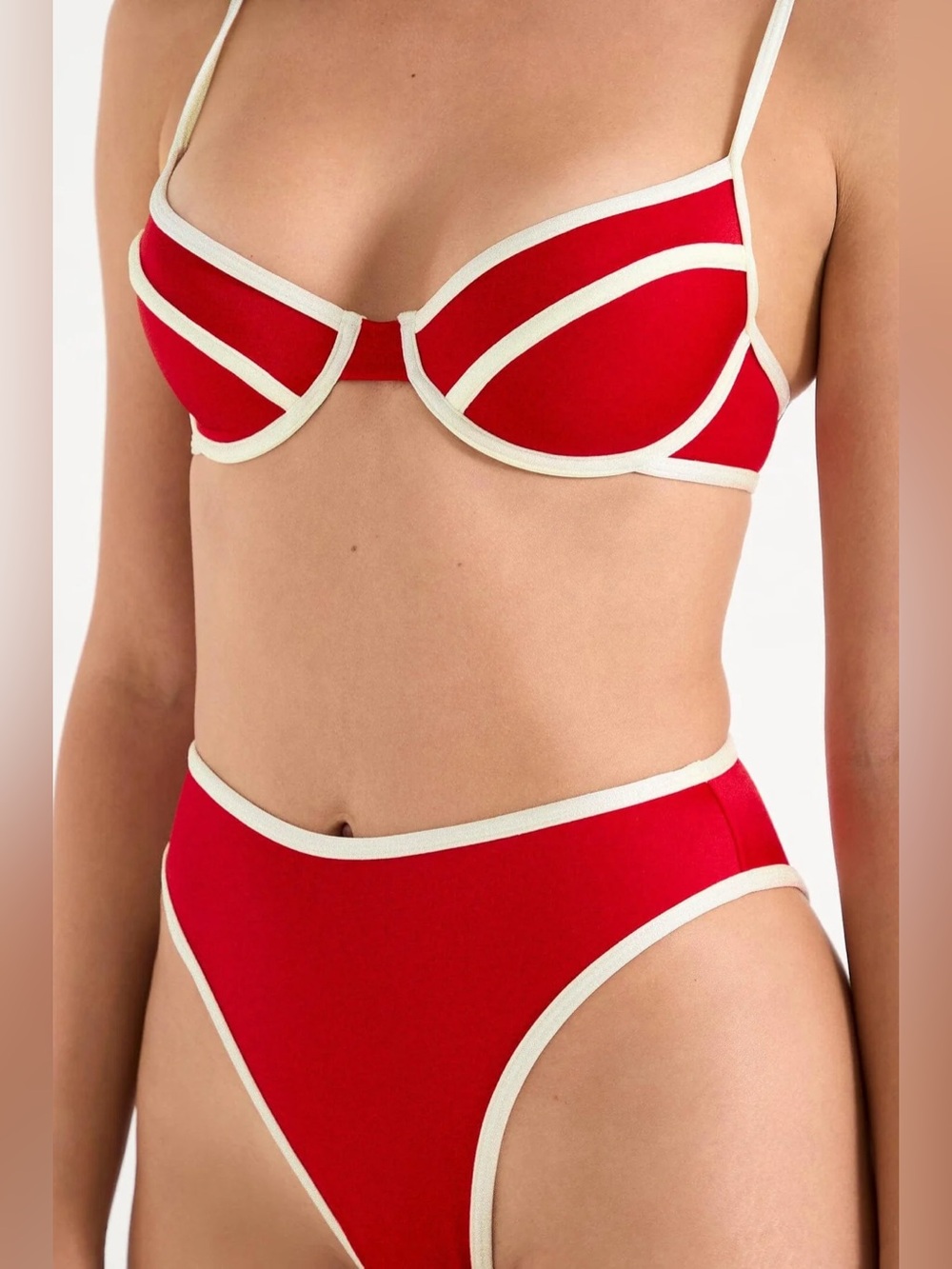 ONEONE Red Contrast-Trim Bikini Set - Picture 3 of 3